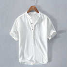Linen Shirt - Button-Up - Lightweight - Short Sleeve Shirt - Men's Clothing-Shirts-Chaps of London-White-XS-Chaps of London