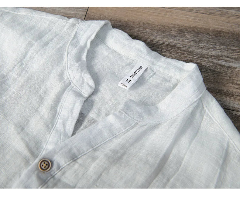 Linen Shirt - Button-Up - Lightweight - Short Sleeve Shirt - Men's Shirts-Chaps of London-Chaps of London