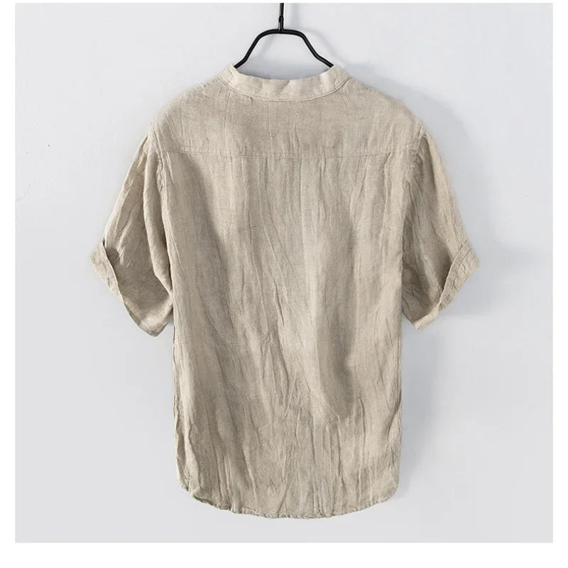 Linen Shirt - Button-Up - Lightweight - Short Sleeve Shirt - Men's Shirts-Chaps of London-Chaps of London