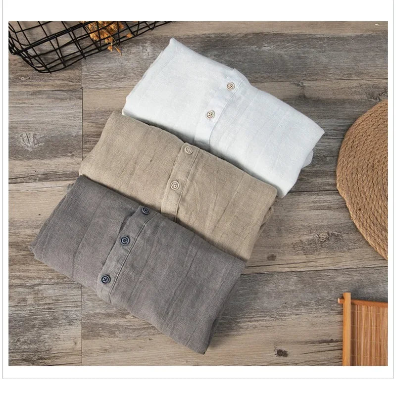 Linen Shirt - Button-Up - Lightweight - Short Sleeve Shirt - Men's Shirts-Chaps of London-Chaps of London