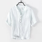 Linen Shirt - Button-Up - Lightweight - Short Sleeve Shirt - Men's Shirts-Chaps of London-White-M-Chaps of London