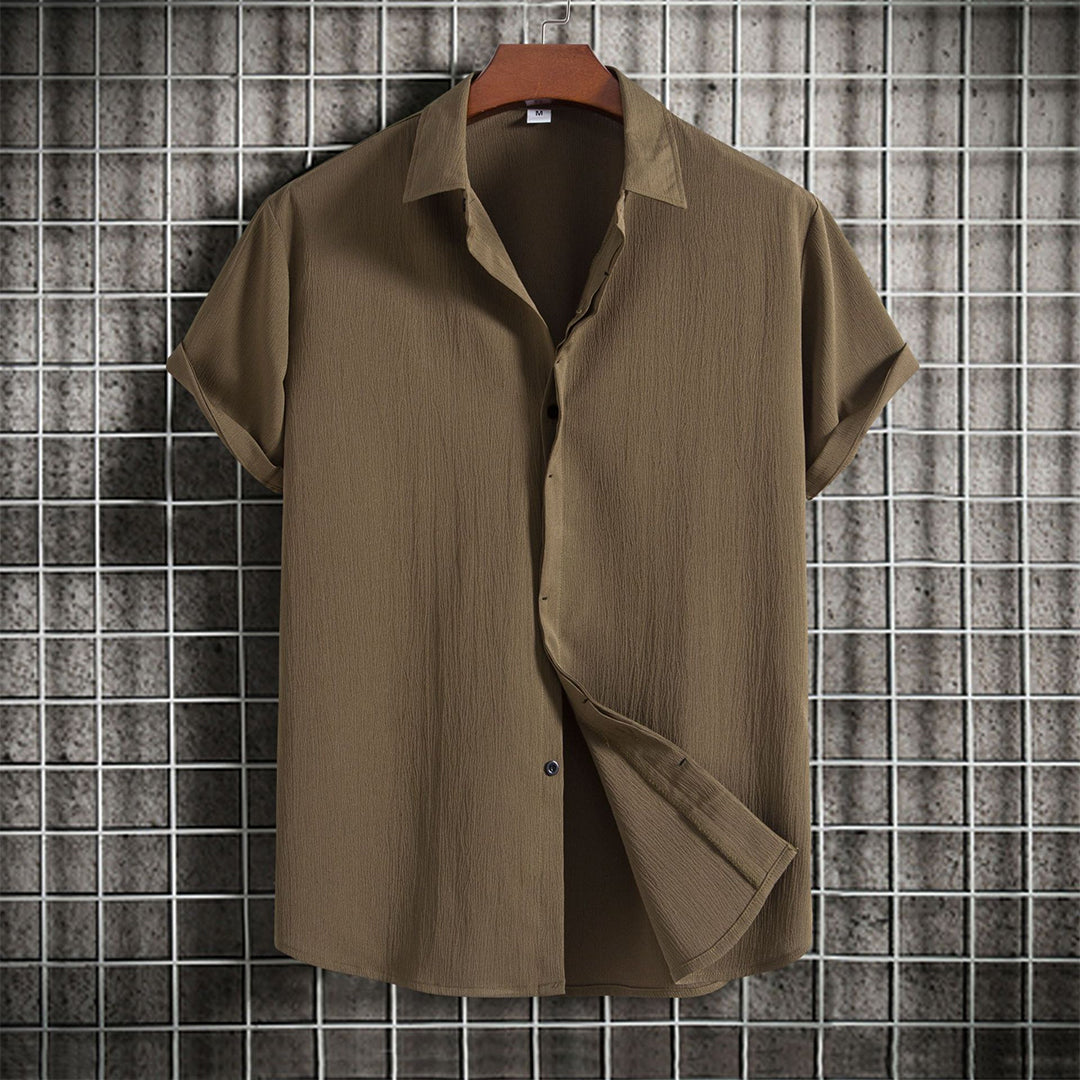 Linen Shirt | Buttoned Up | Lightweight | Short Sleeve Shirt | Men's Summer Clothes-Chaps of London-Army Green-M-Chaps of London