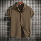 Linen Shirt | Buttoned Up | Lightweight | Short Sleeve Shirt | Men's Summer Clothes-Chaps of London-Army Green-M-Chaps of London