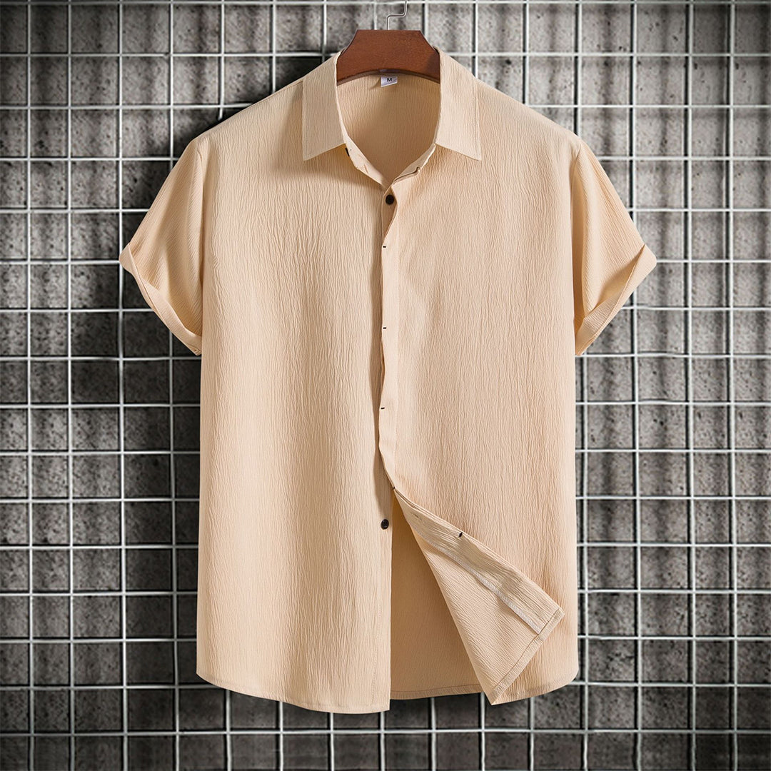 Linen Shirt | Buttoned Up | Lightweight | Short Sleeve Shirt | Men's Summer Clothes-Chaps of London-Khaki-M-Chaps of London