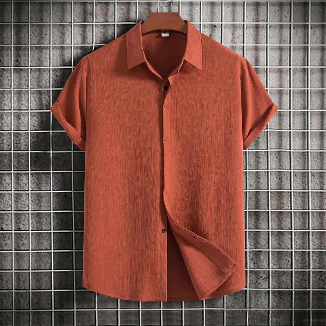 Linen Shirt | Buttoned Up | Lightweight | Short Sleeve Shirt | Men's Summer Clothes-Chaps of London-Light Brown-M-Chaps of London