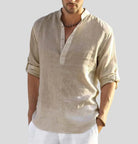 Linen Shirt - Cotton - Half-button - Men's Shirt - Linen Clothing For Men-Shirts-Chaps of London-Beige-XS-Chaps of London