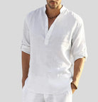 Linen Shirt - Cotton - Half-button - Men's Shirt - Linen Clothing For Men-Shirts-Chaps of London-White-XS-Chaps of London