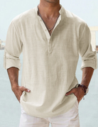 Linen Shirt | Cotton | Lightweight | Long Sleeve Linen Shirt | Men's Shirt-Chaps of London-Apricot-S-Chaps of London