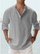 Linen Shirt | Cotton | Lightweight | Long Sleeve Linen Shirt | Men's Shirt-Chaps of London-Grey-S-Chaps of London