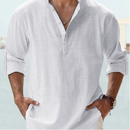Linen Shirt | Cotton | Lightweight | Long Sleeve Linen Shirt | Men's Shirt-Chaps of London-White-S-Chaps of London