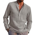 Linen Shirt - Cotton - Lightweight - Long Sleeve Shirt - Men's Shirts-Men Shirts-Chaps of London-Gray-XS-Chaps of London