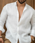 Linen Shirt | Lightweight | Button-Up | Long Sleeve Shirt | Men's Shirt-Blouses_M-Southern Taylor-White-S-Chaps of London