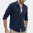 Linen Shirt - Lightweight - Long Sleeve - Button-Up Shirt - Men's Summer Shirt-Fashion Men Shirt Casual All-year-Chaps of London-Blue-S-Chaps of London