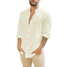 Linen Shirt | Lightweight | Long Sleeve | Button-Up Shirt | Men's Summer Shirts-Shirt-Chaps of London-Beige-S-Chaps of London