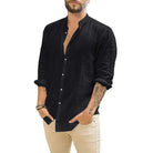 Linen Shirt | Lightweight | Long Sleeve | Button-Up Shirt | Men's Summer Shirts-Shirt-Chaps of London-Black-S-Chaps of London
