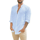Linen Shirt | Lightweight | Long Sleeve | Button-Up Shirt | Men's Summer Shirts-Shirt-Chaps of London-Light Blue-S-Chaps of London