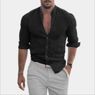 Linen Shirt - Lightweight - Long Sleeve - Buttoned Up Shirt - Men's Summer Shirt-Chaps of London-Black-S-Chaps of London