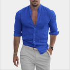 Linen Shirt - Lightweight - Long Sleeve - Buttoned Up Shirt - Men's Summer Shirt-Chaps of London-Blue-S-Chaps of London