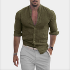Linen Shirt - Lightweight - Long Sleeve - Buttoned Up Shirt - Men's Summer Shirt-Chaps of London-Green-S-Chaps of London