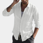 Linen Shirt - Long Sleeve - Breathable - Shirts Button-Up - Men's Shirt-Men Summer Shirt-Chaps of London-Weiß-S-Chaps of London
