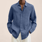 Linen Shirt | Long Sleeve | Loose Fit | Button-Up Shirt - Men's Shirt-Chaps of London-Blue-M-Chaps of London