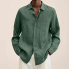 Linen Shirt | Long Sleeve | Loose Fit | Button-Up Shirt - Men's Shirt-Chaps of London-Green-M-Chaps of London