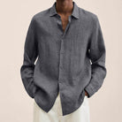 Linen Shirt | Long Sleeve | Loose Fit | Button-Up Shirt - Men's Shirt-Chaps of London-Grey-M-Chaps of London