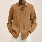 Linen Shirt - Loose fit - Long sleeves - Button-down shirt - Men's shirts-blouse men-Chaps of London-Ginger-M-Chaps of London