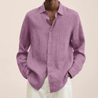 Linen Shirt - Loose fit - Long sleeves - Button-down shirt - Men's shirts-blouse men-Chaps of London-Pink-M-Chaps of London