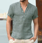 Linen Shirt - Men's Casual Lightweight Short Sleeve T-Shirt-Chaps of London-Green-S-Chaps of London