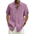 Linen Shirt - Men's Cotton Short Sleeve Button-Up Shirt for Summer-Chaps of London-Pink-S-Chaps of London