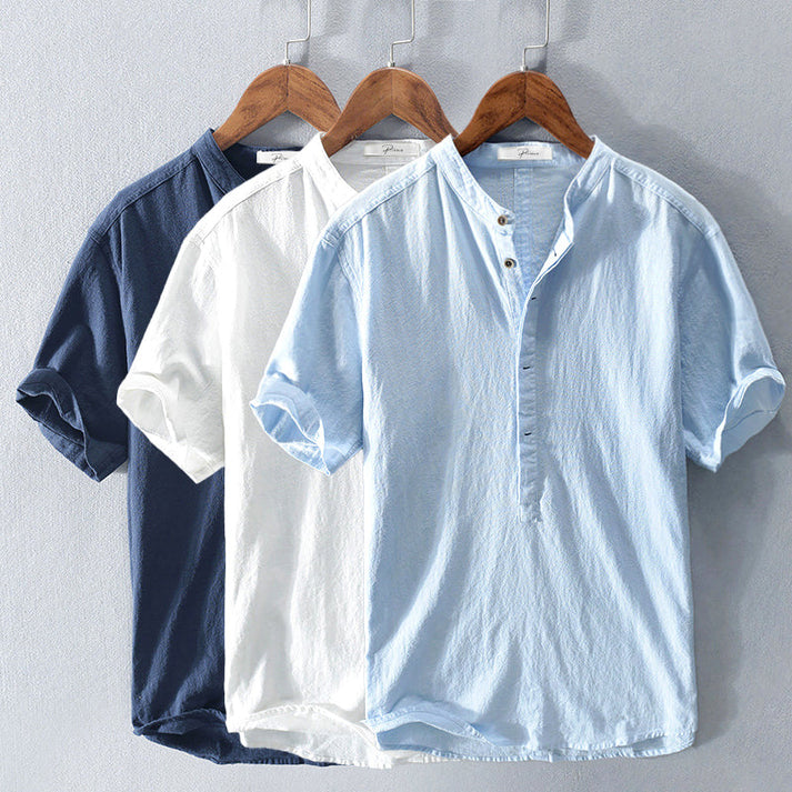 Linen Shirt - Men's Lightweight Button-Up Short Sleeve Shirt for Summer-Chaps of London-Chaps of London