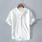 Linen Shirt - Men's Lightweight Button-Up Short Sleeve Shirt for Summer-Chaps of London-White-M-Chaps of London
