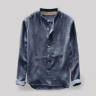 Linen Shirt - Men's Long Sleeve Cotton Button-Up Shirt-Men Shirts-Chaps of London-Blue-M-Chaps of London