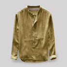 Linen Shirt - Men's Long Sleeve Cotton Button-Up Shirt-Men Shirts-Chaps of London-Yellow-M-Chaps of London