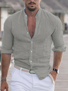 Linen Shirt - Men's Slim Fit Cotton Long Sleeve Button-Up Shirt-Blouses_M-Chaps of London-Chaps of London