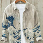 Linen Shirt | Printed | Button-Up | Long Sleeve Shirt | Men's Shirt-Chaps of London-Gulf of Kanagawa-S-Chaps of London