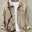 Linen Shirt | Printed | Button-Up | Long Sleeve Shirt | Men's Shirt-Chaps of London-Red Cherry Blossom-S-Chaps of London