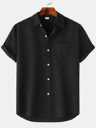 Linen Shirt - Short Sleeve - Button-Up - Summer Shirt - Men's Shirts-Men Shirt-Chaps of London-Black-S-Chaps of London