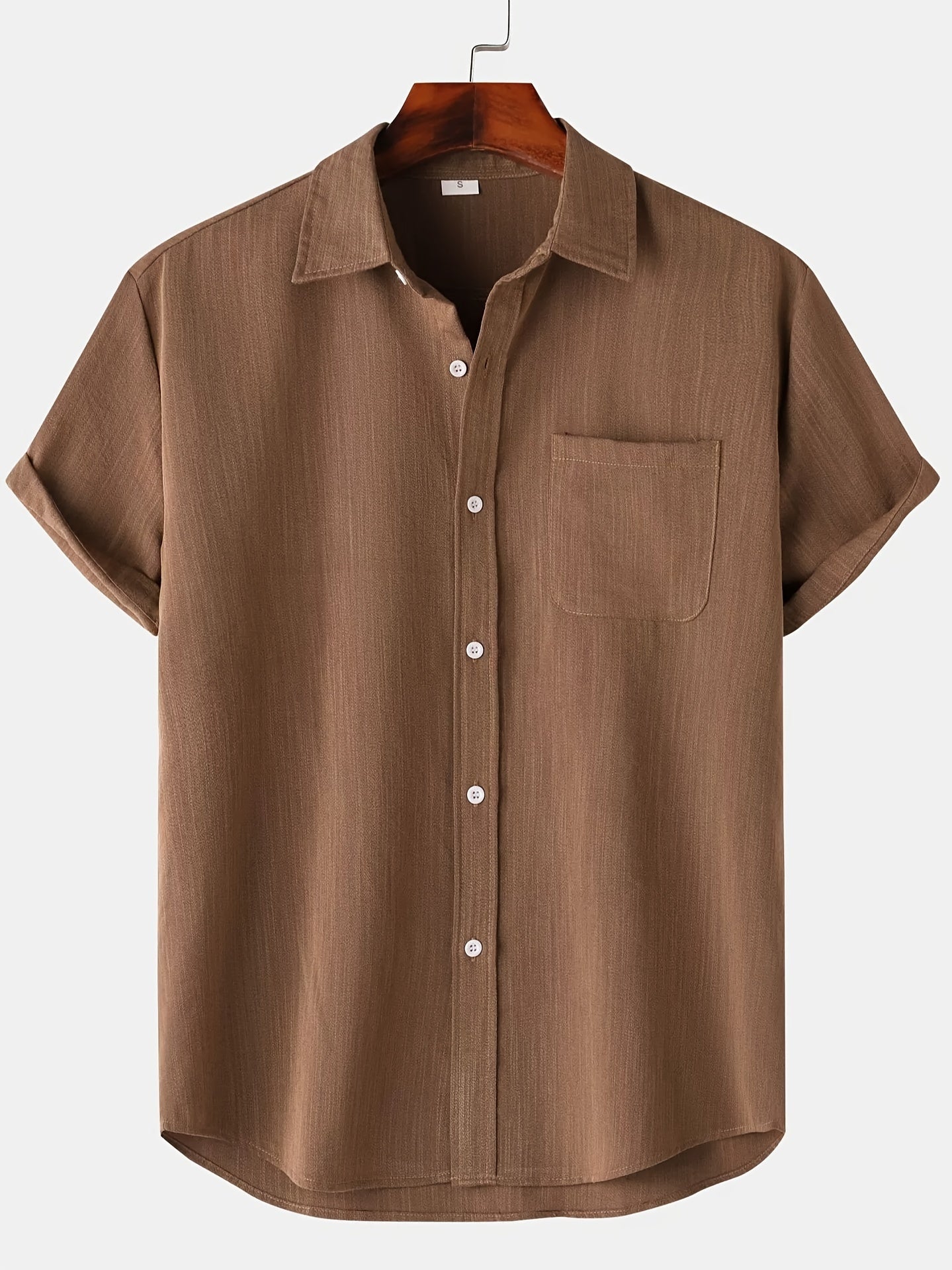 Linen Shirt - Short Sleeve - Button-Up - Summer Shirt - Men's Shirts-Men Shirt-Chaps of London-Brown-S-Chaps of London