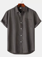 Linen Shirt - Short Sleeve - Button-Up - Summer Shirt - Men's Shirts-Men Shirt-Chaps of London-Gray-S-Chaps of London