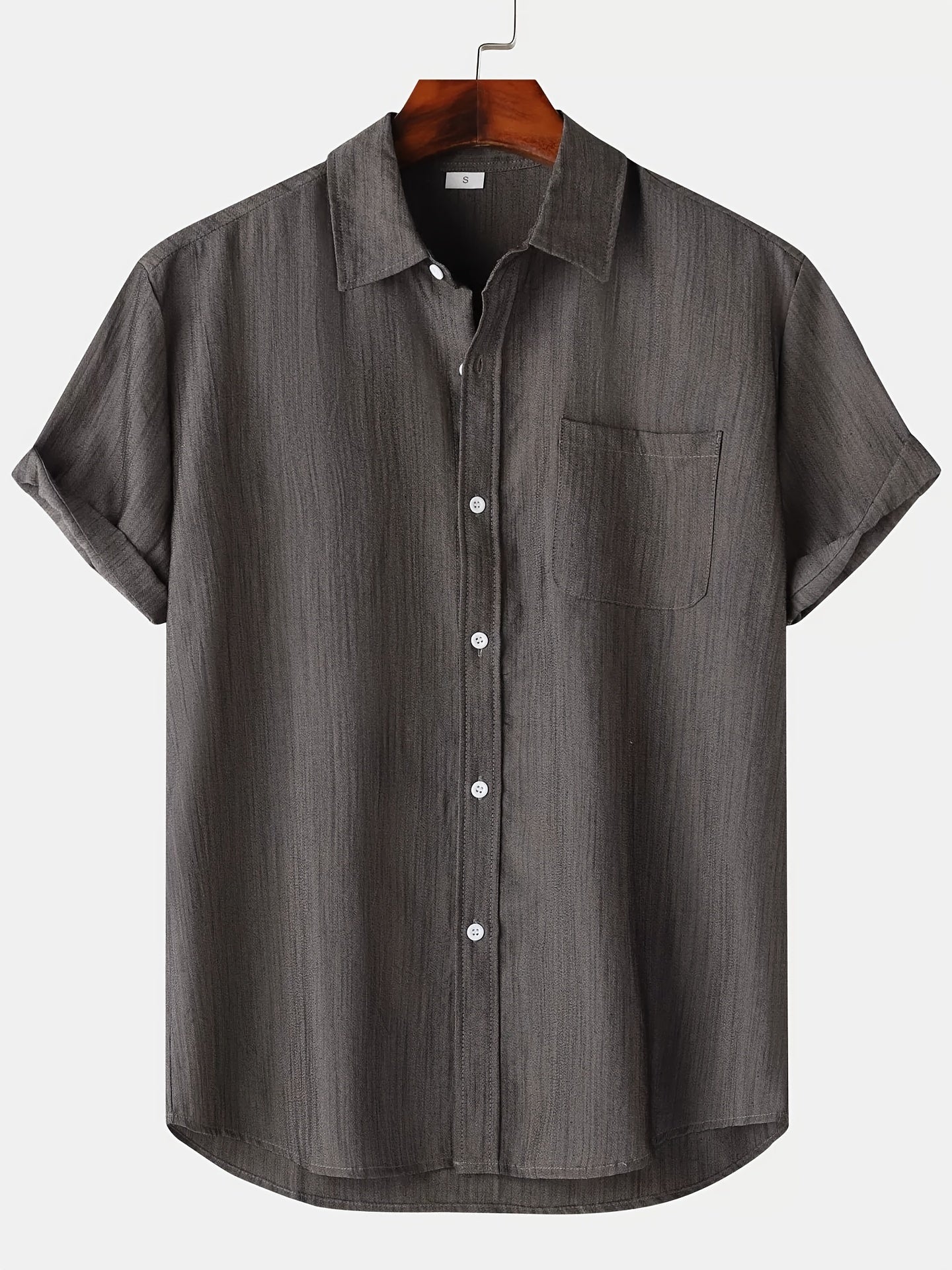 Linen Shirt - Short Sleeve - Button-Up - Summer Shirt - Men's Shirts-Men Shirt-Chaps of London-Gray-S-Chaps of London