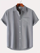 Linen Shirt - Short Sleeve - Button-Up - Summer Shirt - Men's Shirts-Men Shirt-Chaps of London-Light Gray-S-Chaps of London