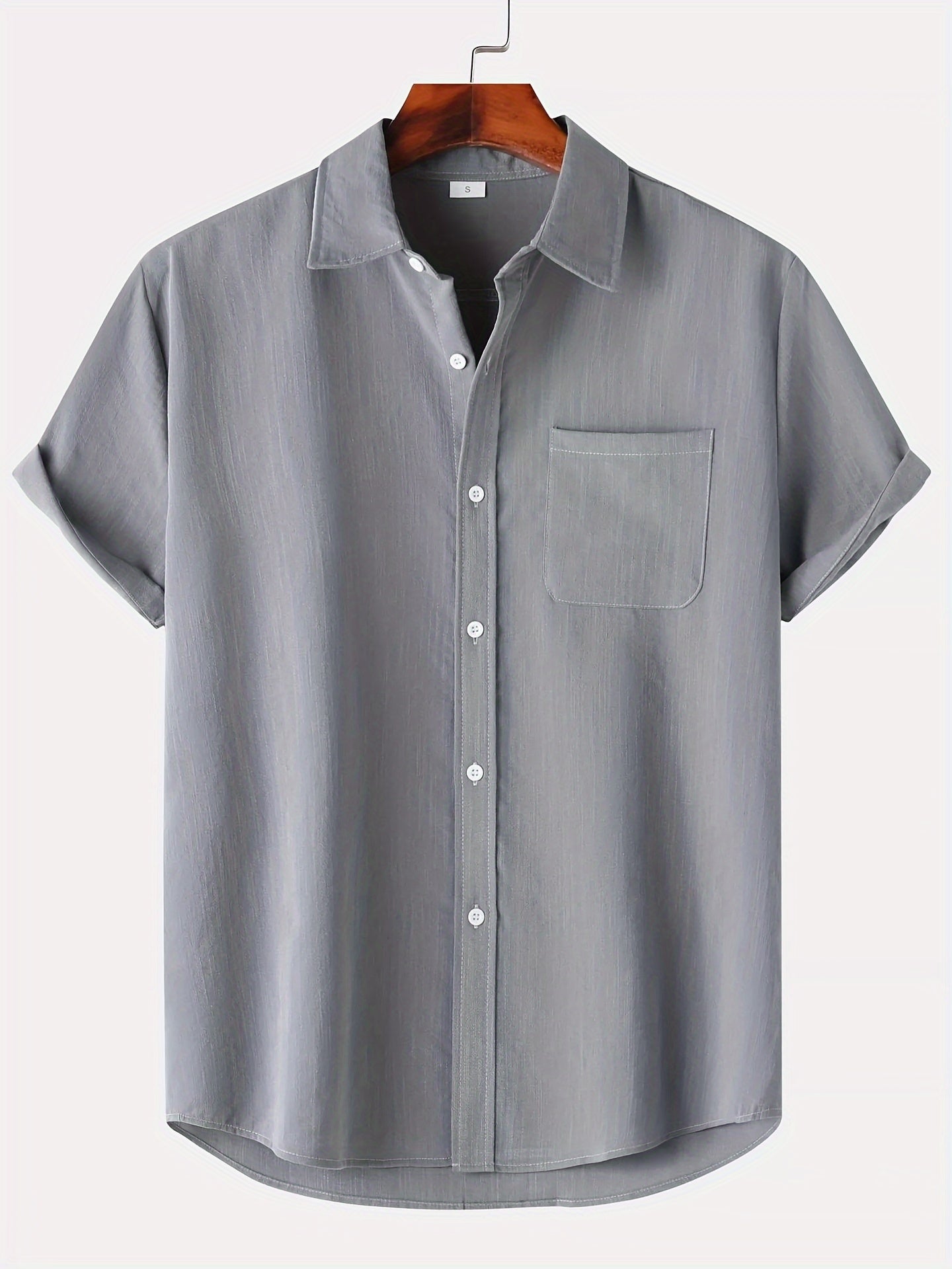 Linen Shirt - Short Sleeve - Button-Up - Summer Shirt - Men's Shirts-Men Shirt-Chaps of London-Light Gray-S-Chaps of London