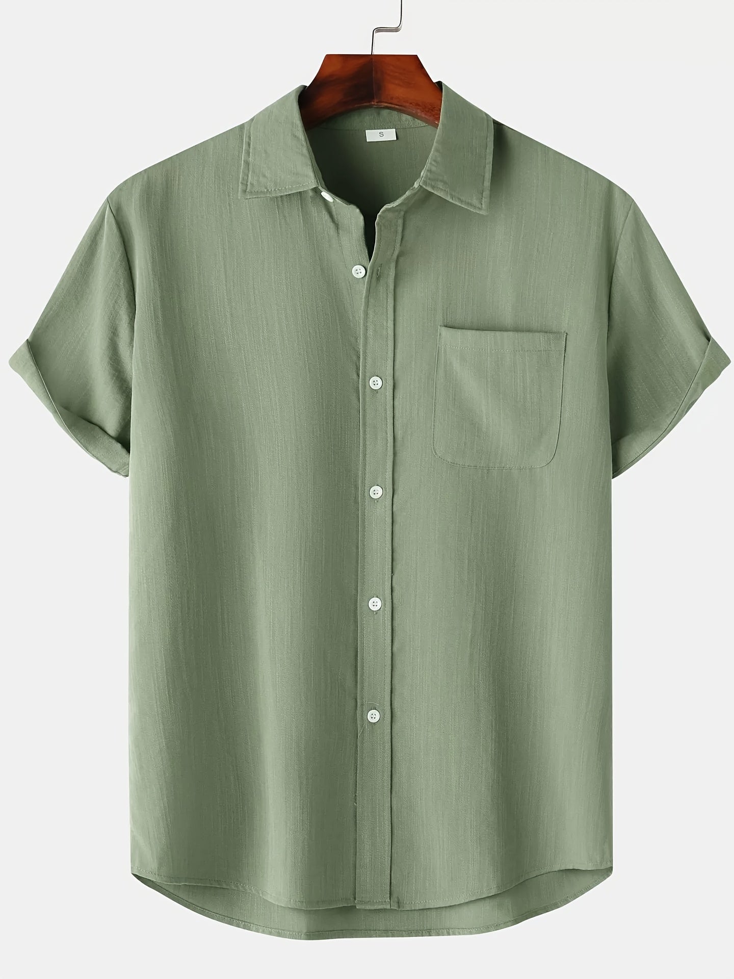 Linen Shirt - Short Sleeve - Button-Up - Summer Shirt - Men's Shirts-Men Shirt-Chaps of London-Light Green-S-Chaps of London