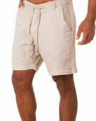 Linen Shorts - Loose Fit - Drawstring - Summer Shorts - Men's Shorts-Chaps of London-Beige-S-Chaps of London