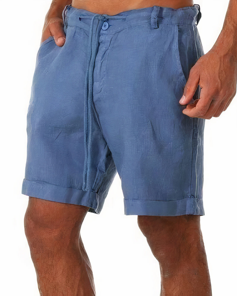 Linen Shorts - Loose Fit - Drawstring - Summer Shorts - Men's Shorts-Chaps of London-Blue-S-Chaps of London