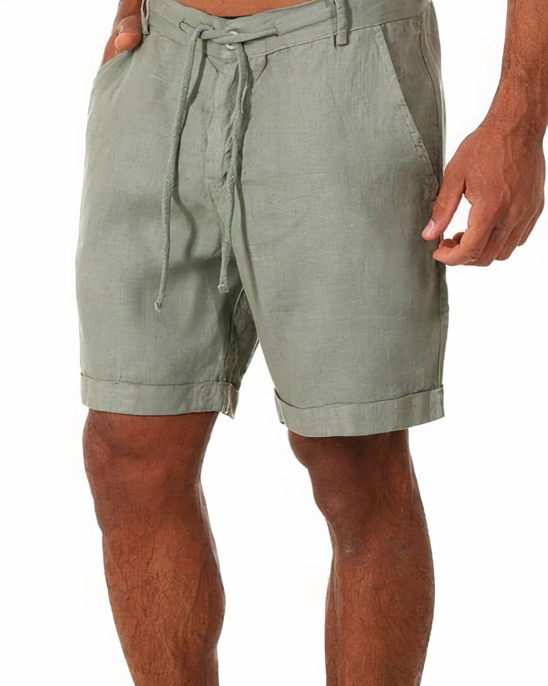 Linen Shorts - Loose Fit - Drawstring - Summer Shorts - Men's Shorts-Chaps of London-Green-S-Chaps of London