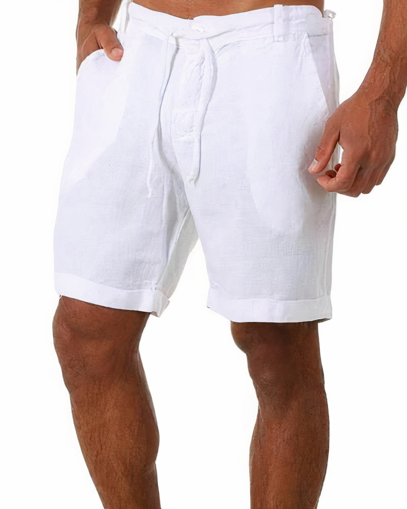 Linen Shorts - Loose Fit - Drawstring - Summer Shorts - Men's Shorts-Chaps of London-White-S-Chaps of London