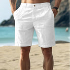 Linen Shorts - Men's Casual Lightweight Summer Shorts with Pockets-Chaps of London-White-S-Chaps of London